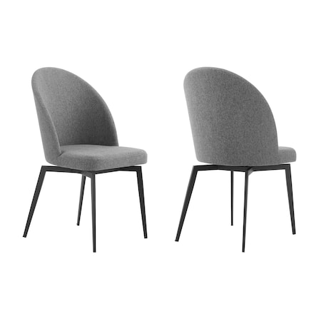 Armen Living Sunny Swivel Gray Fabric and Metal Dining Room Chairs, PK2 LCSNSIGR